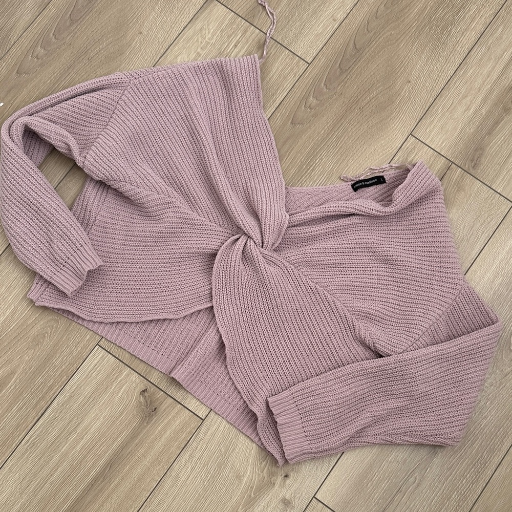 moon & madison Off-the-Shoulder Mauve Sweater